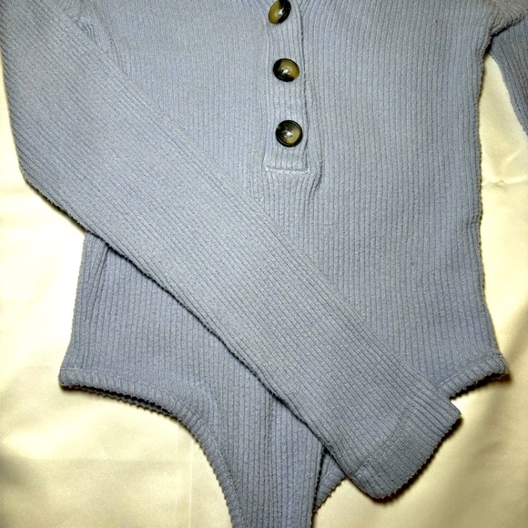 Yummy Sweater Co. Women Light Blue Bodysuit Size XS Soft - Picture 6 of 12